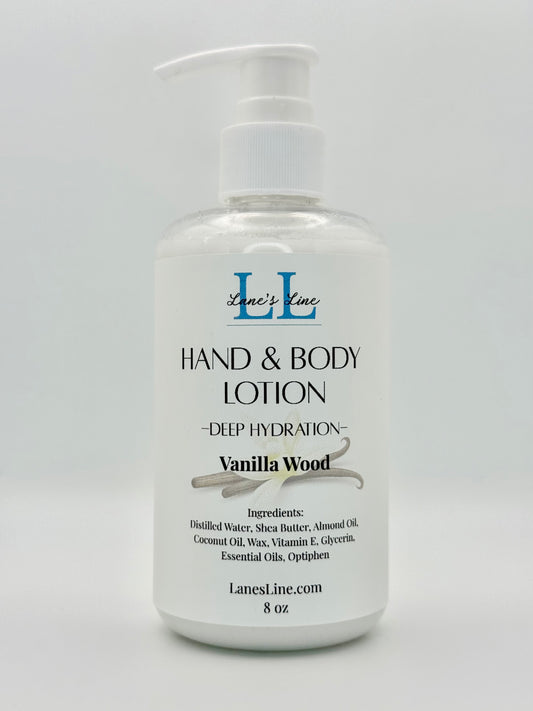 Hand & Body Lotion 8 oz - Vanilla Wood
