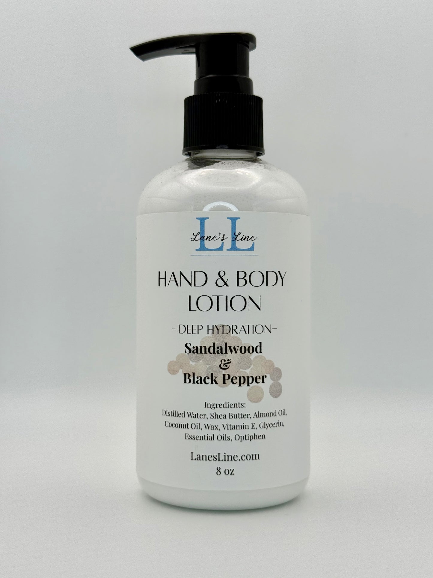 Hand & Body Lotion 8 oz - Sandalwood & Black Pepper