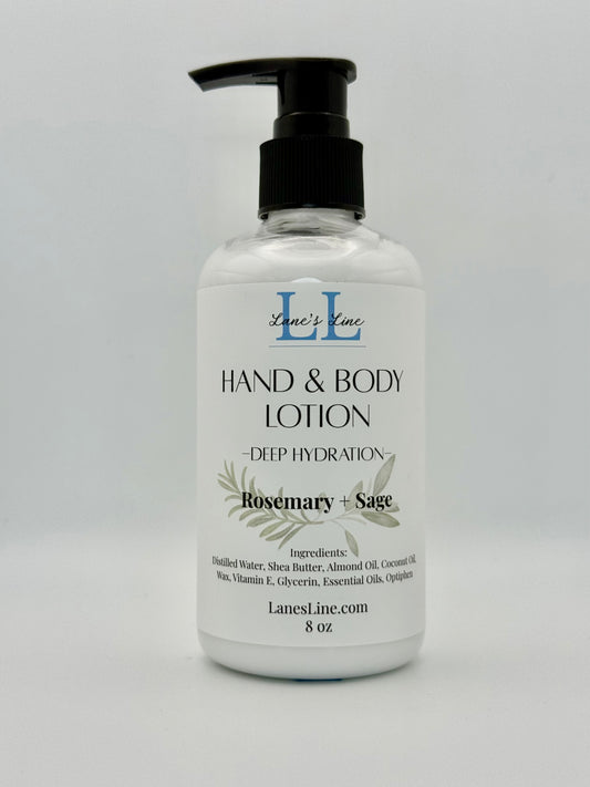 Hand & Body Lotion 8 oz - Rosemary + Sage